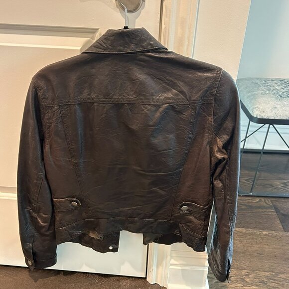 VINCE CHOCOLATE BROWN LEATHER JACKET, Size Small - Picture 6 of 9